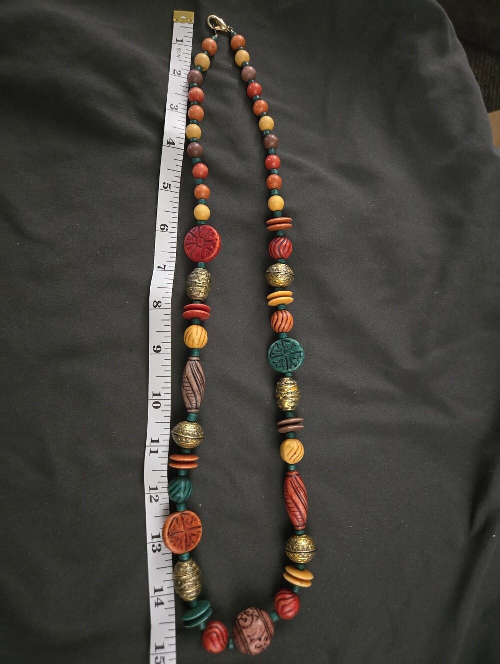 Handcrafted Multicolor Wood Beaded Necklace - Boho Statement
